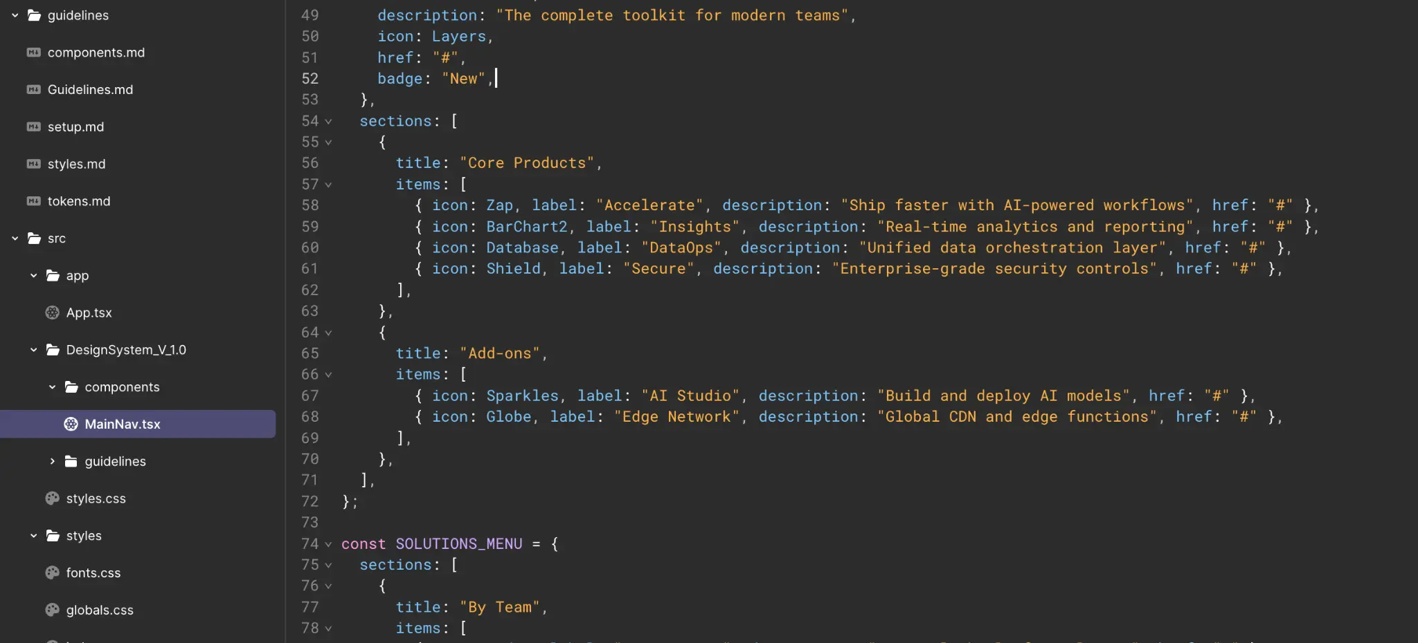 Code-ready design-system output with structured components and assets