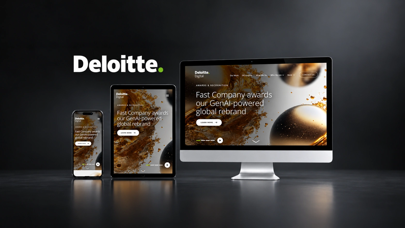 Deloitte Digital website displayed across desktop, tablet and mobile, with the Deloitte wordmark